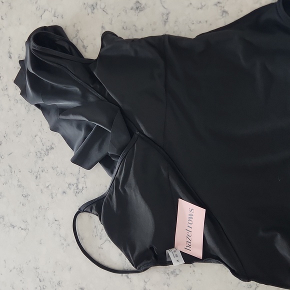 Black One-Shoulder Ruffle Swimsuit - Picture 11 of 14